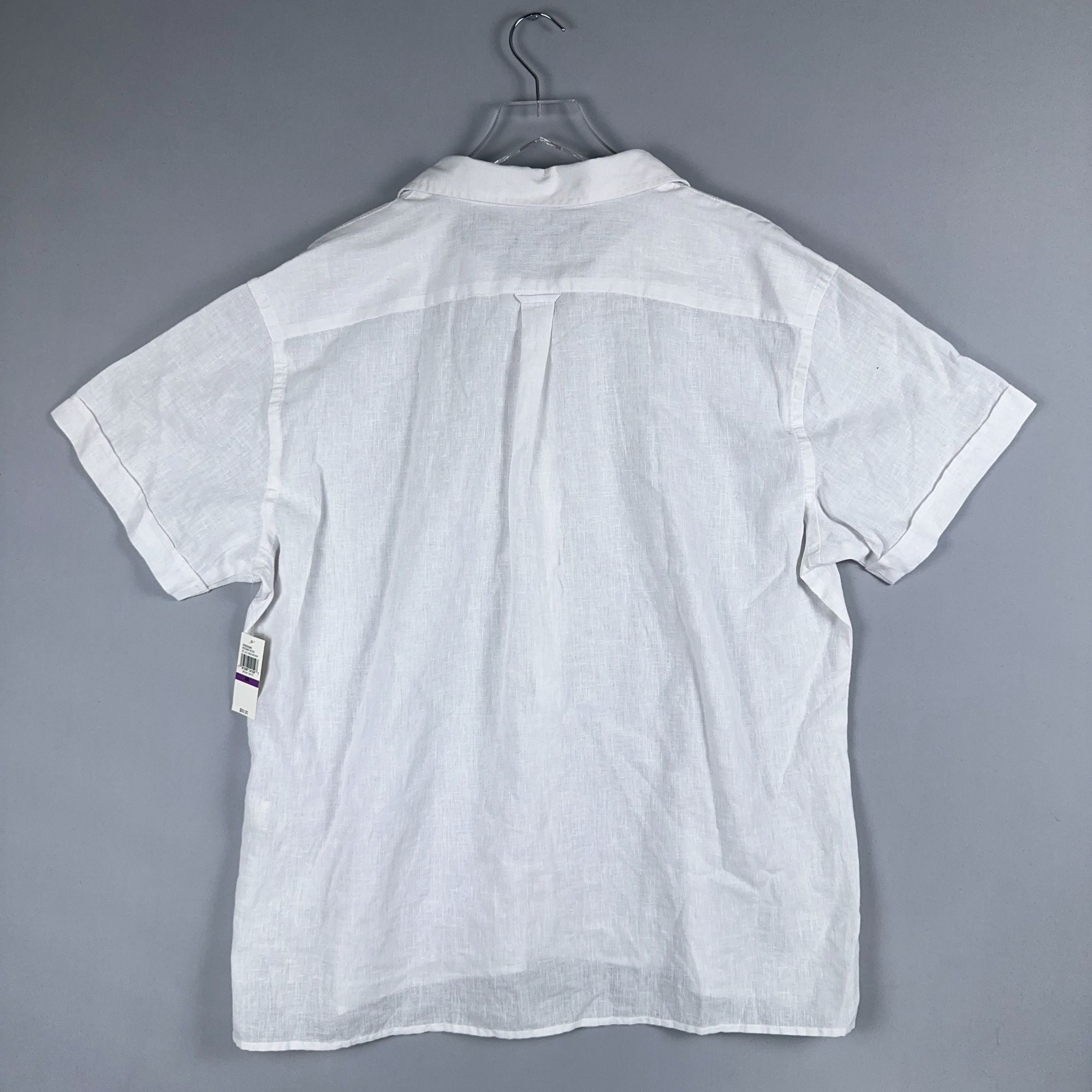 Izod Button-Down Shirt Mens XXL White Linen Blend Short Sleeve Was $50