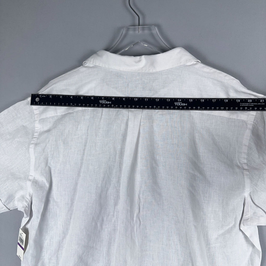 Izod Button-Down Shirt Mens XXL White Linen Blend Short Sleeve Was $50