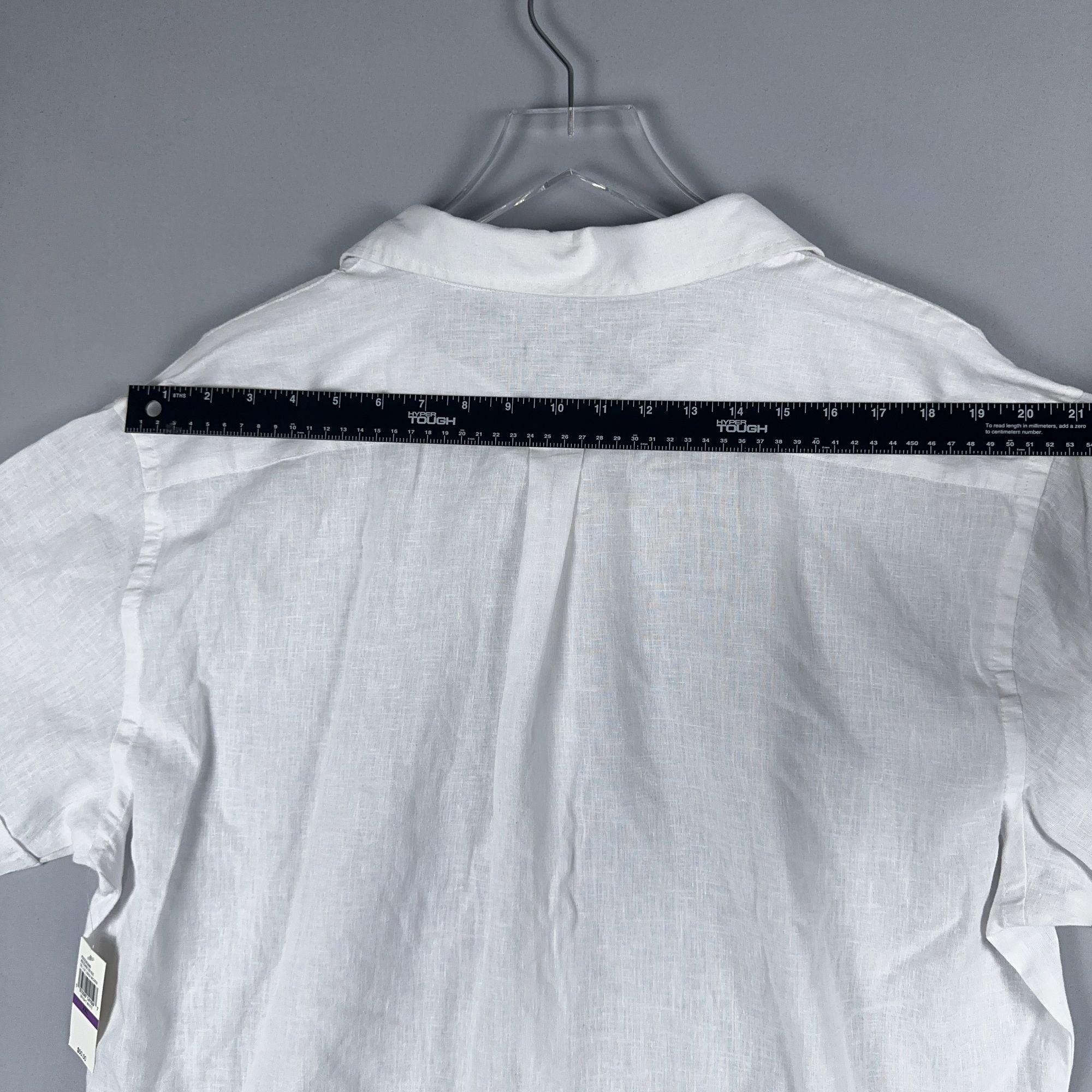 Izod Button-Down Shirt Mens XXL White Linen Blend Short Sleeve Was $50