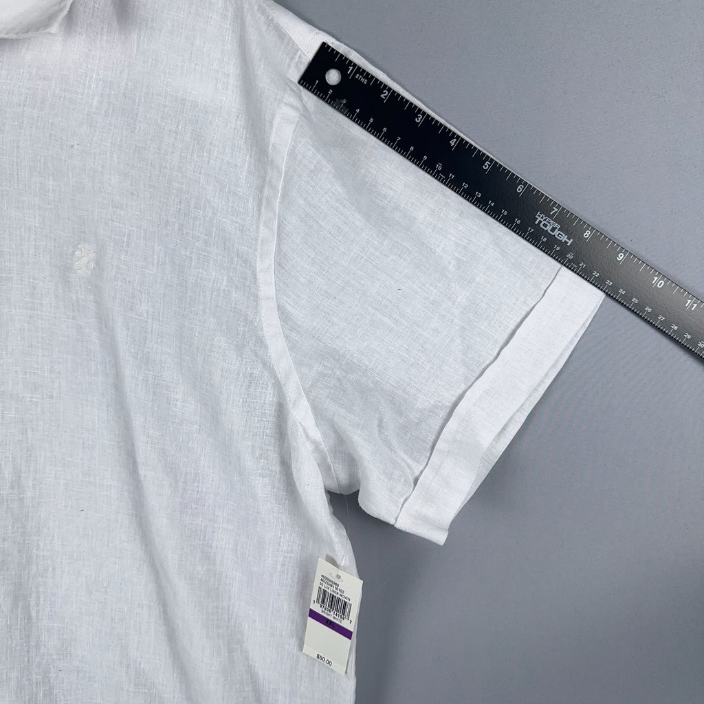Izod Button-Down Shirt Mens XXL White Linen Blend Short Sleeve Was $50