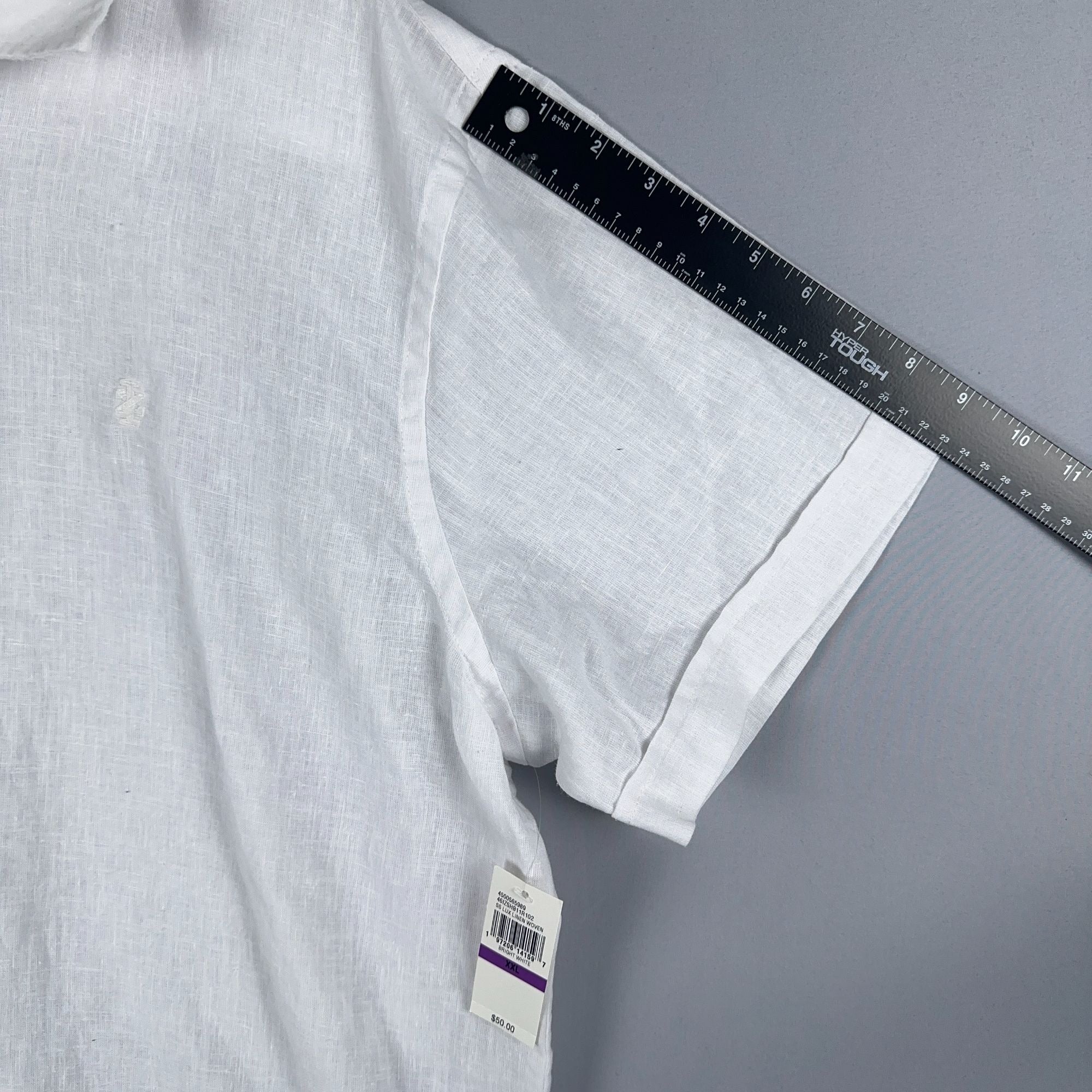 Izod Button-Down Shirt Mens XXL White Linen Blend Short Sleeve Was $50