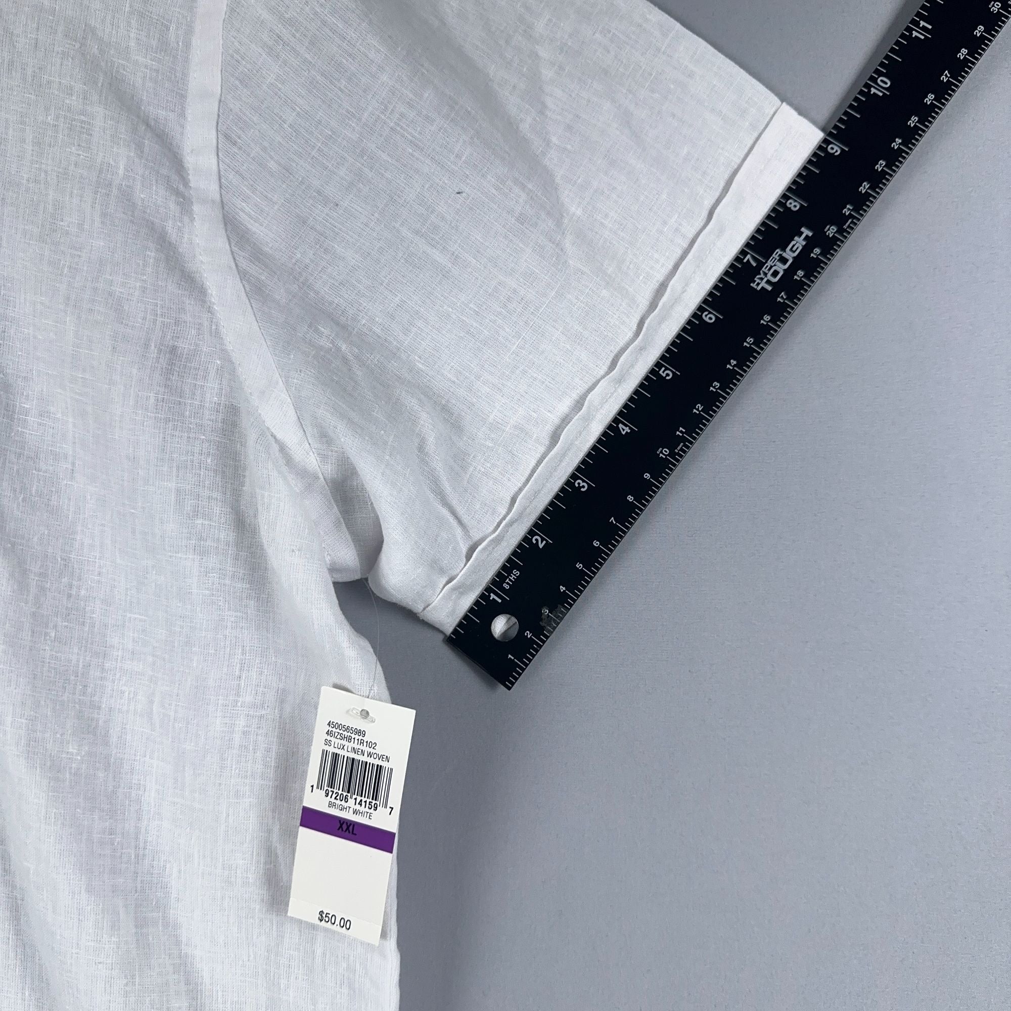 Izod Button-Down Shirt Mens XXL White Linen Blend Short Sleeve Was $50