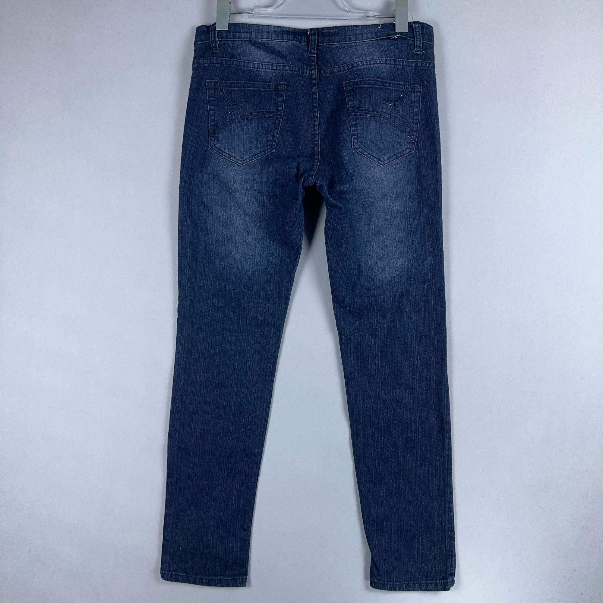 Wave Jeans Skinny Mid-Rise Womens Size 11/12 Blue Dark Wash Stretch