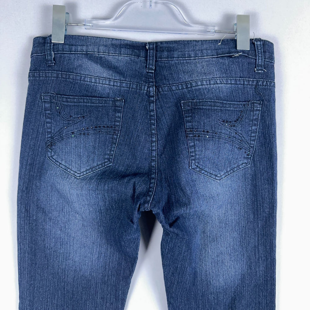 Wave Jeans Skinny Mid-Rise Womens Size 11/12 Blue Dark Wash Stretch