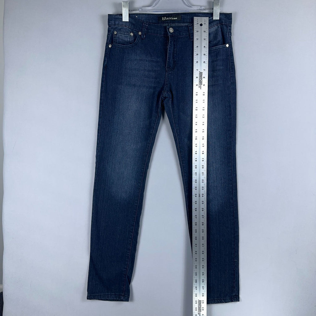 Wave Jeans Skinny Mid-Rise Womens Size 11/12 Blue Dark Wash Stretch