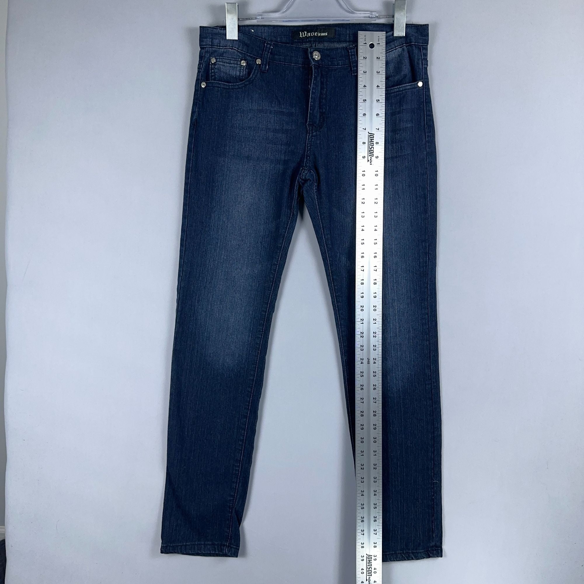 Wave Jeans Skinny Mid-Rise Womens Size 11/12 Blue Dark Wash Stretch