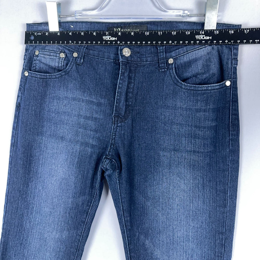 Wave Jeans Skinny Mid-Rise Womens Size 11/12 Blue Dark Wash Stretch