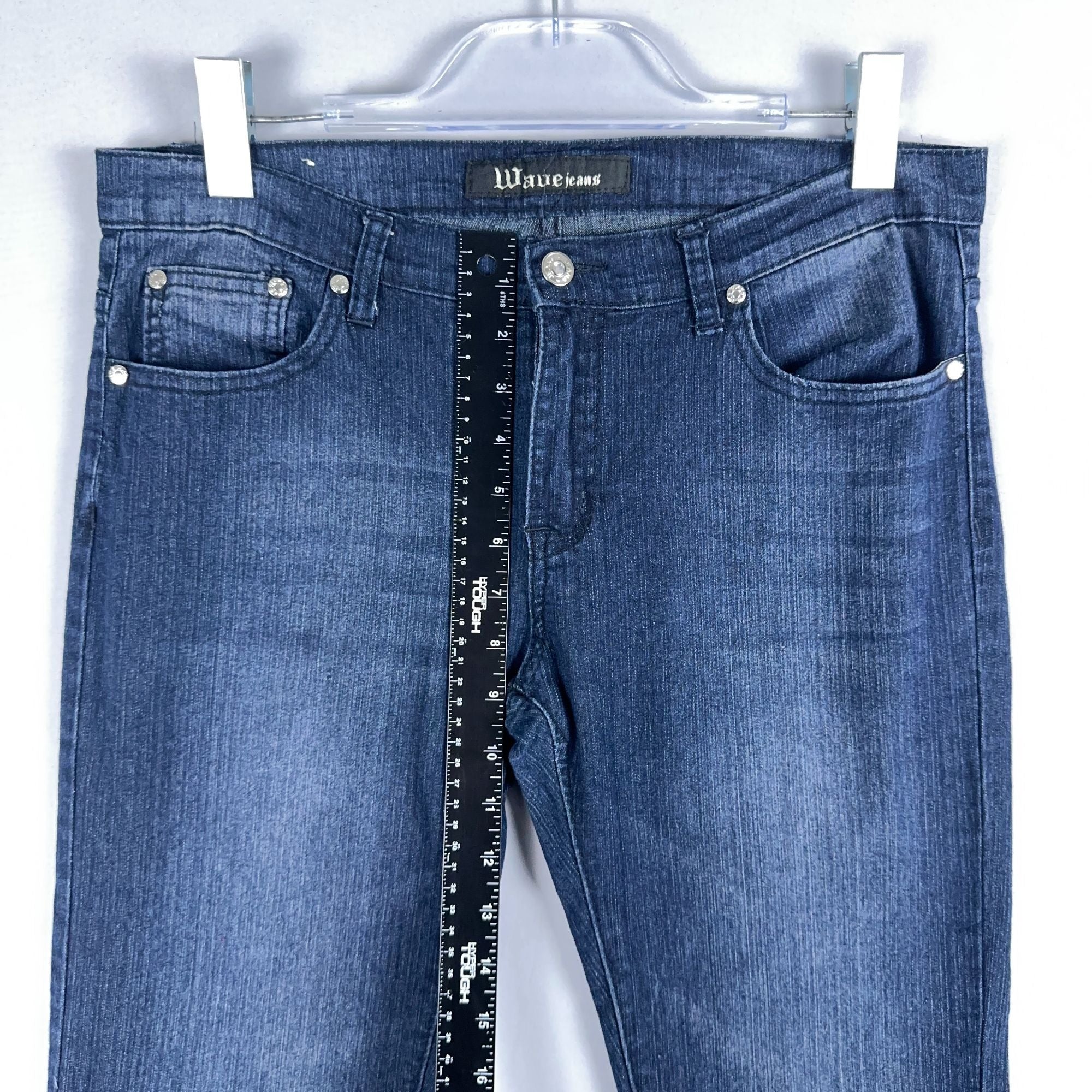 Wave Jeans Skinny Mid-Rise Womens Size 11/12 Blue Dark Wash Stretch