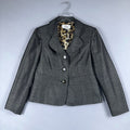 Le Suit Blazer Jacket Womens Size 12 Gray Leopard Print Lining Notched Collar