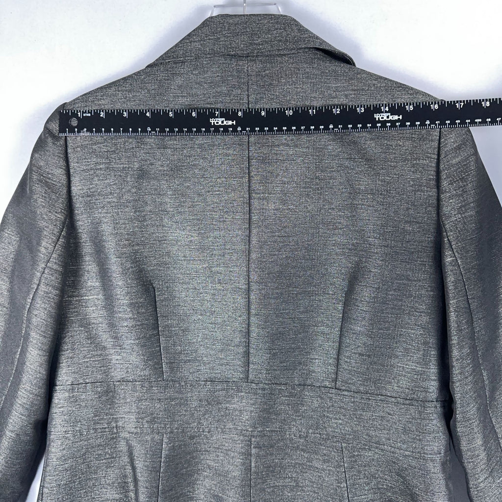 Le Suit Blazer Jacket Womens Size 12 Gray Leopard Print Lining Notched Collar