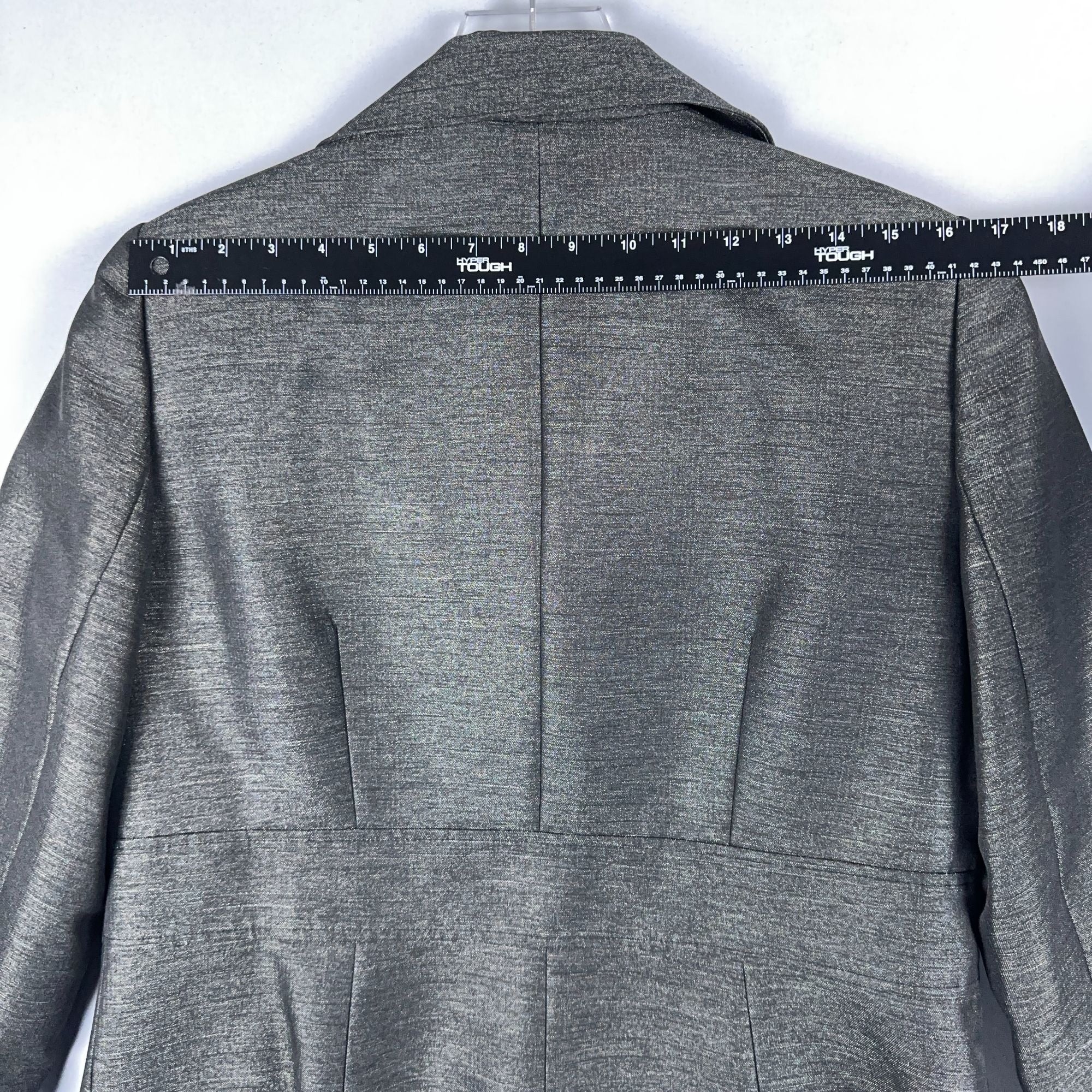Le Suit Blazer Jacket Womens Size 12 Gray Leopard Print Lining Notched Collar
