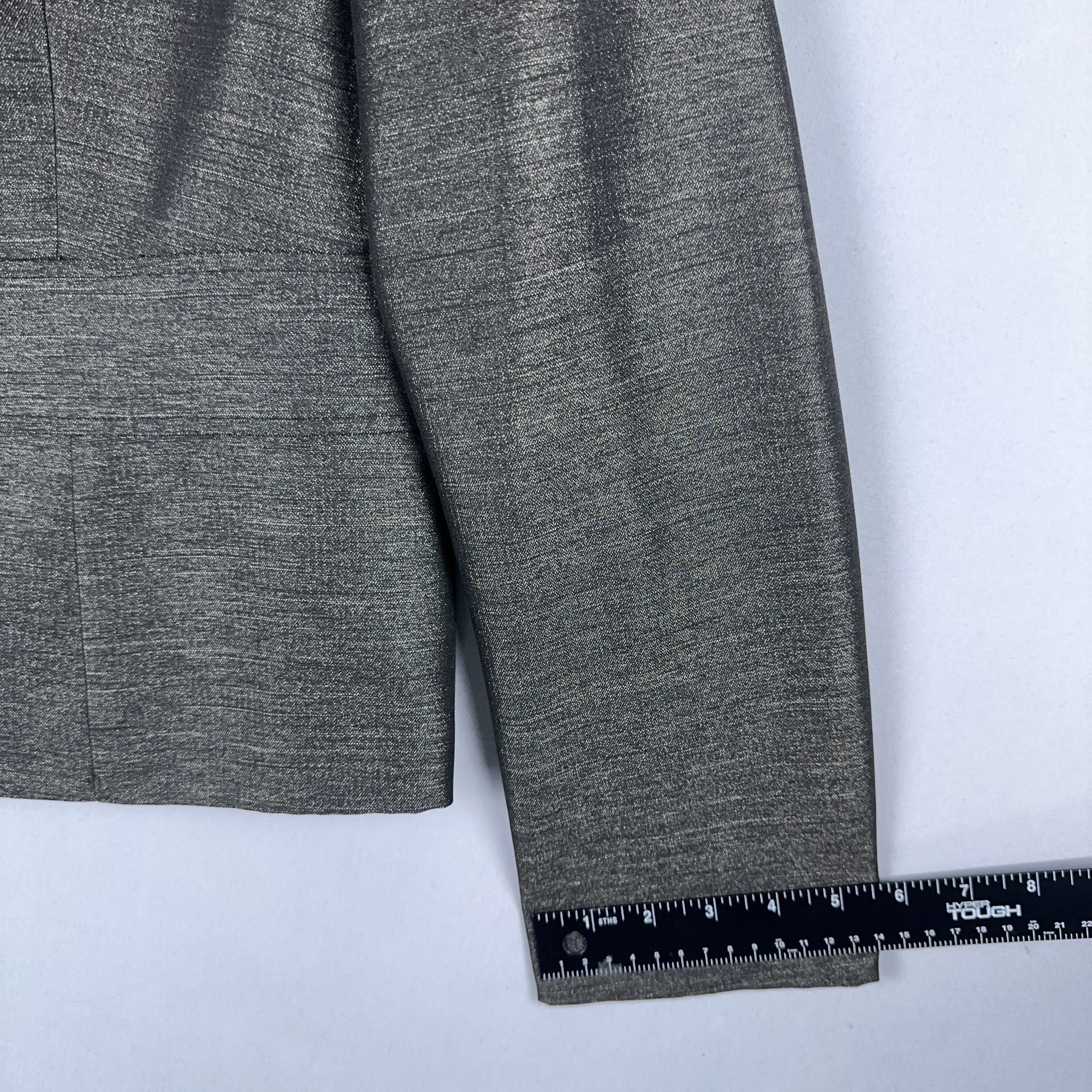 Le Suit Blazer Jacket Womens Size 12 Gray Leopard Print Lining Notched Collar
