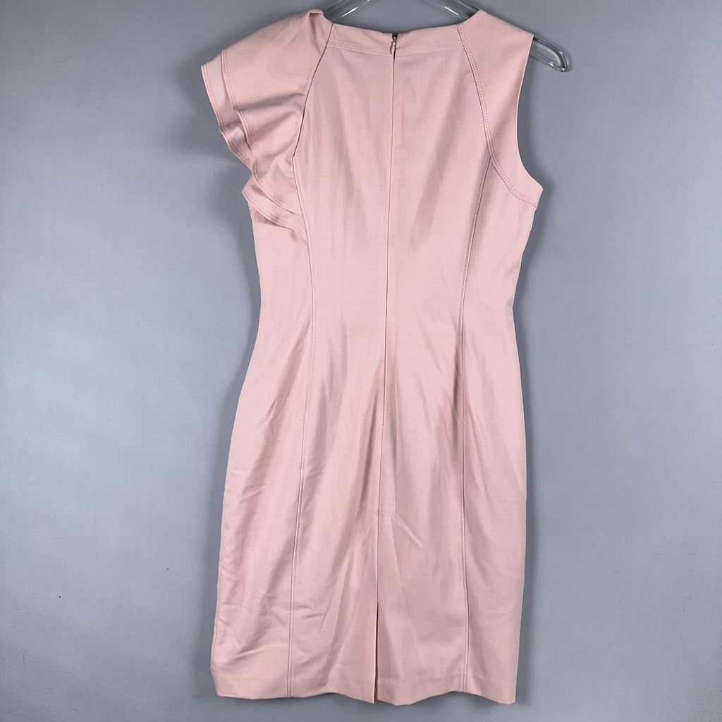 Calvin Klein Dress Size 8 Blush Pink Ruffle-Shoulder Elegant Professional