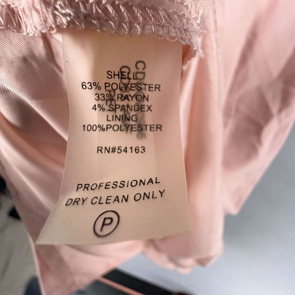 Calvin Klein Dress Size 8 Blush Pink Ruffle-Shoulder Elegant Professional