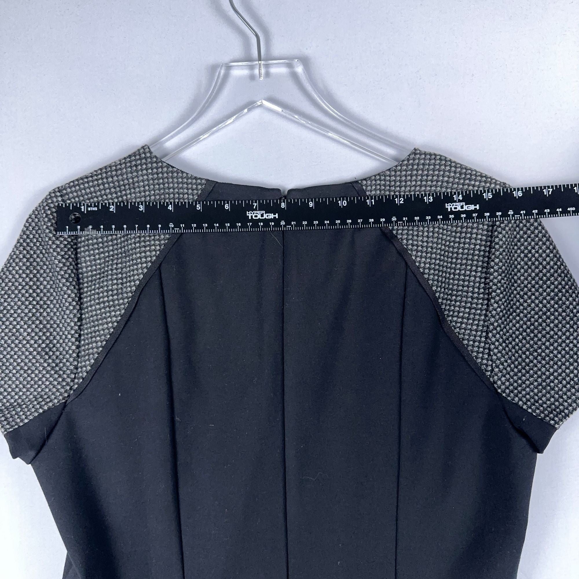 J. Crew Dress Houndstooth Knit Flare Women Size 12 Gray Black Short Sleeve
