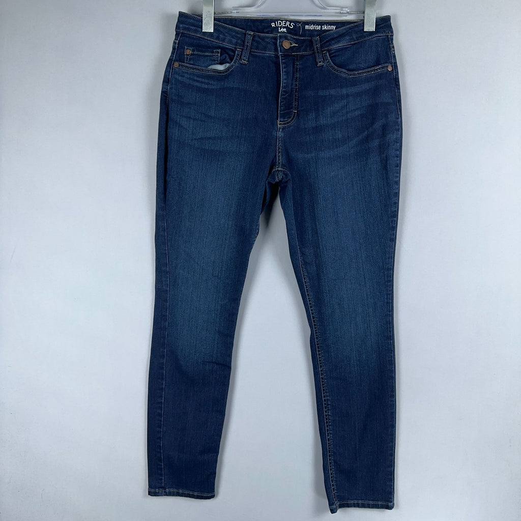 Riders By Lee Jeans Womens Size 14 Skinny Mid Rise Blue Dark Wash