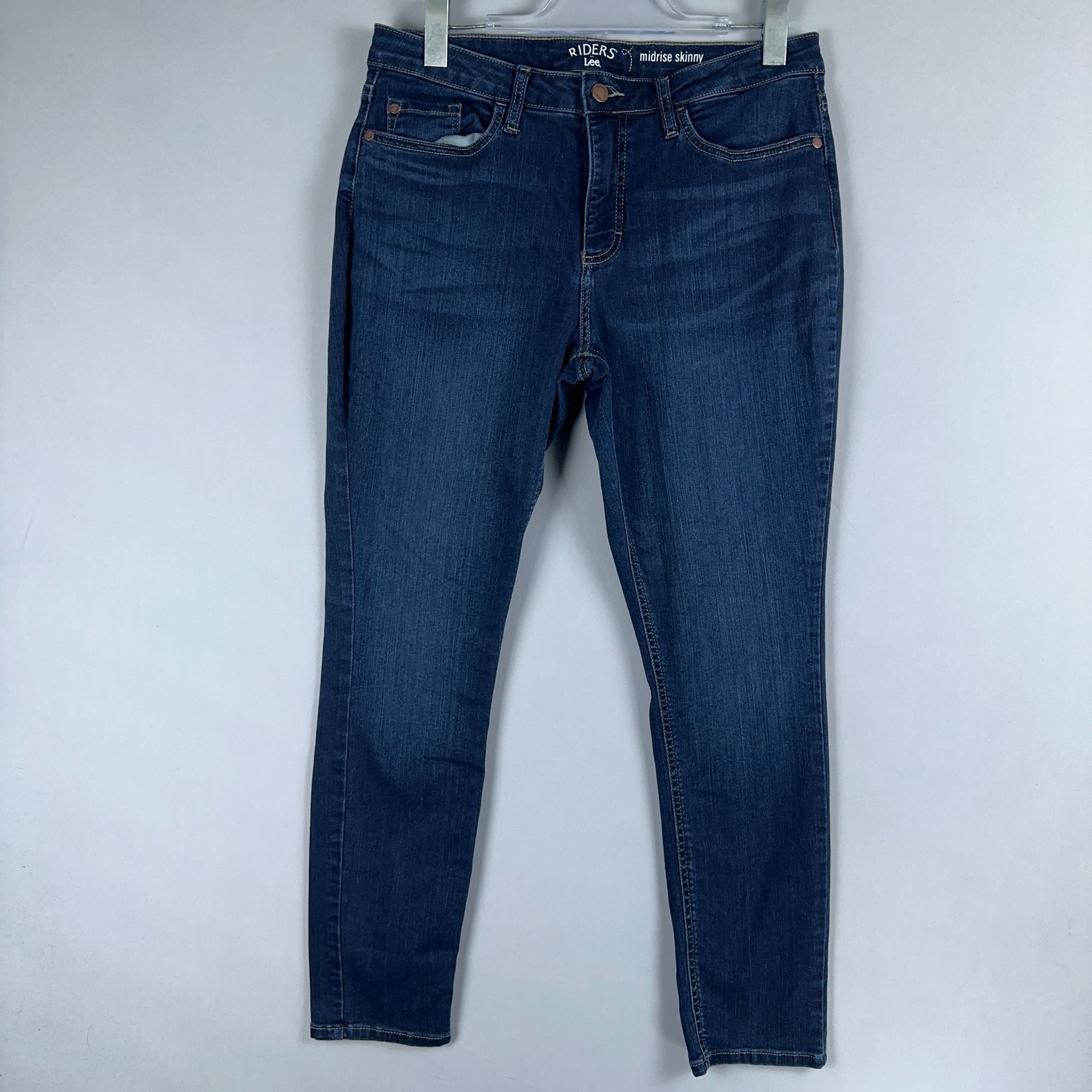 Riders By Lee Jeans Womens Size 14 Skinny Mid Rise Blue Dark Wash