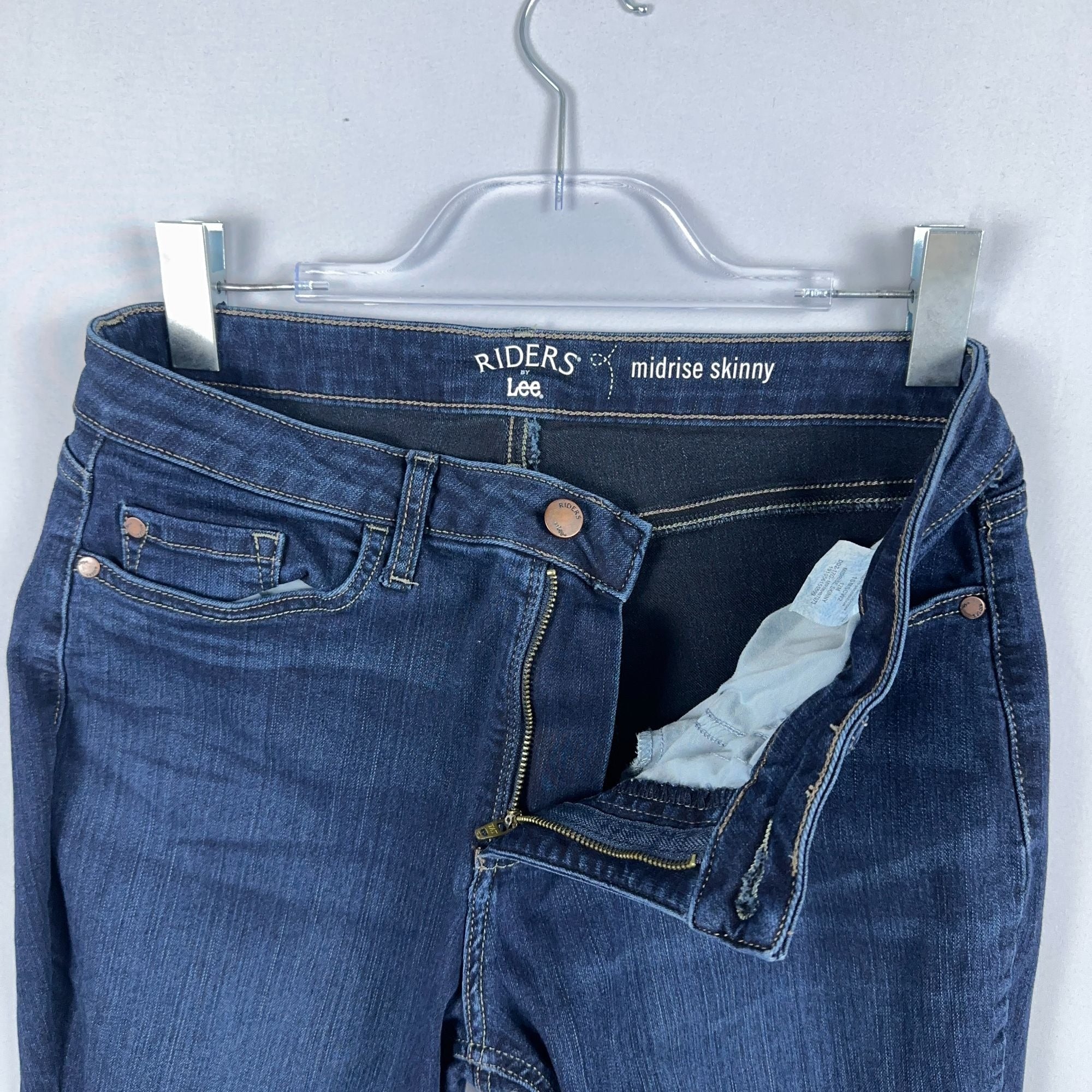 Riders By Lee Jeans Womens Size 14 Skinny Mid Rise Blue Dark Wash