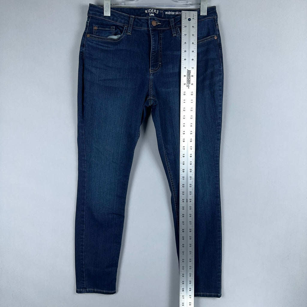 Riders By Lee Jeans Womens Size 14 Skinny Mid Rise Blue Dark Wash