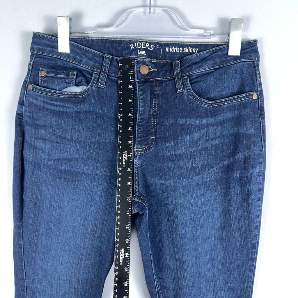 Riders By Lee Jeans Womens Size 14 Skinny Mid Rise Blue Dark Wash