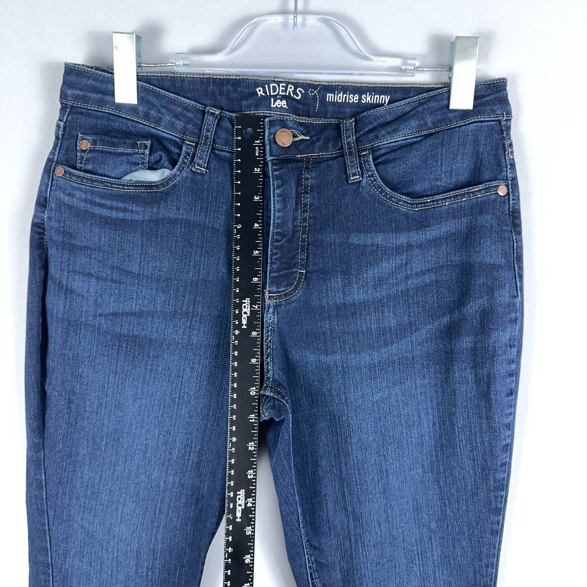 Riders By Lee Jeans Womens Size 14 Skinny Mid Rise Blue Dark Wash