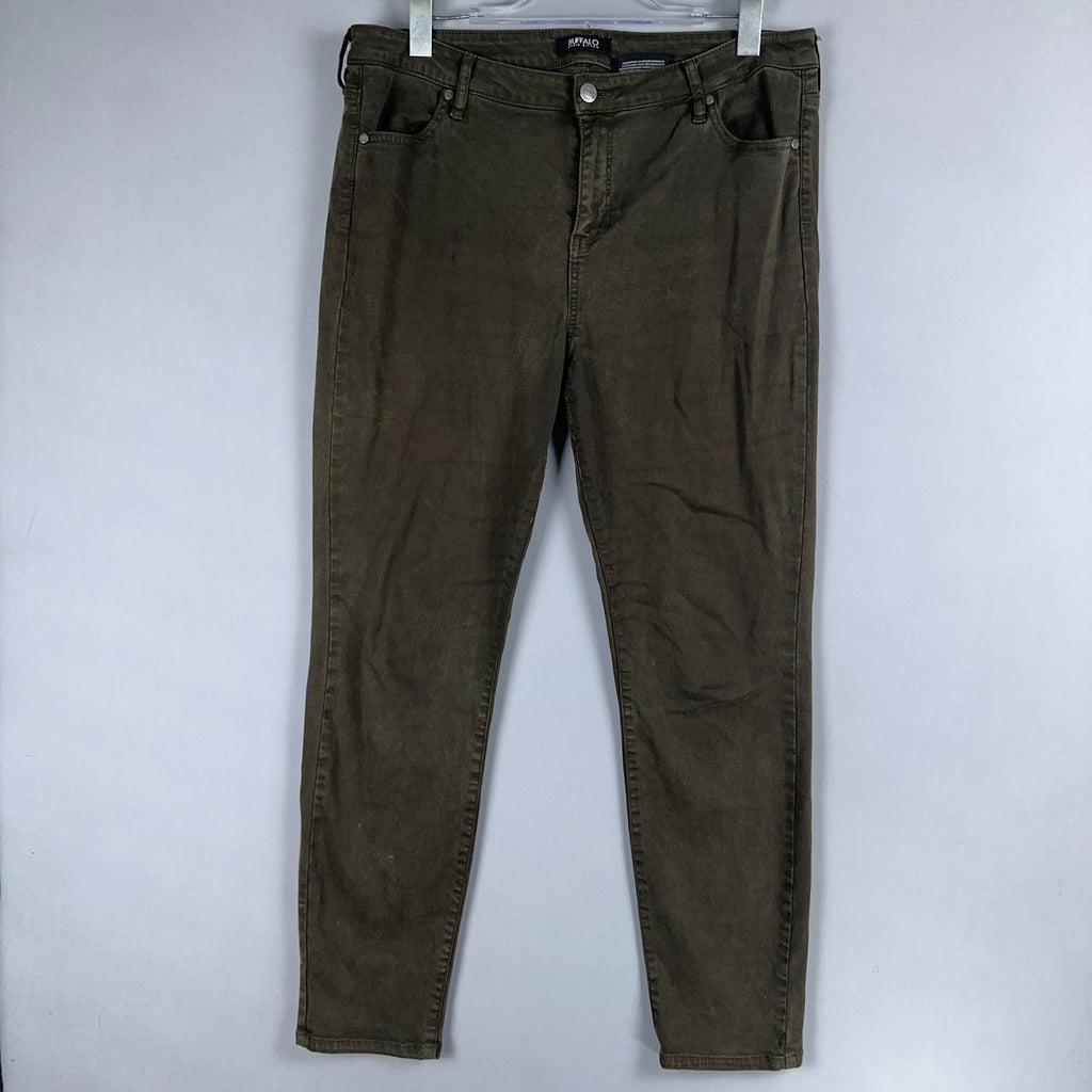 Buffalo David Bitton Vale Skinny Jeans Mid-Rise Womens Size 14/34 Green Stretch