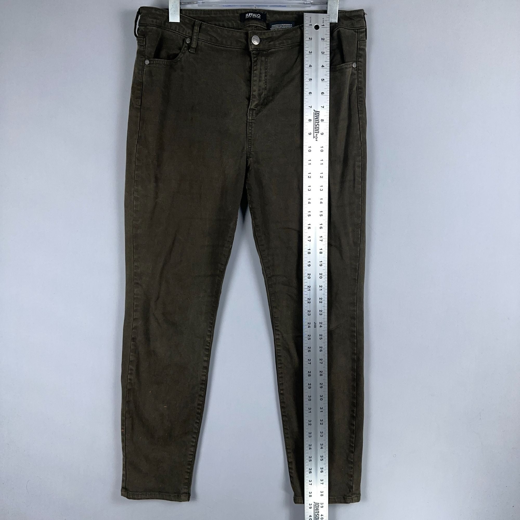 Buffalo David Bitton Vale Skinny Jeans Mid-Rise Womens Size 14/34 Green Stretch