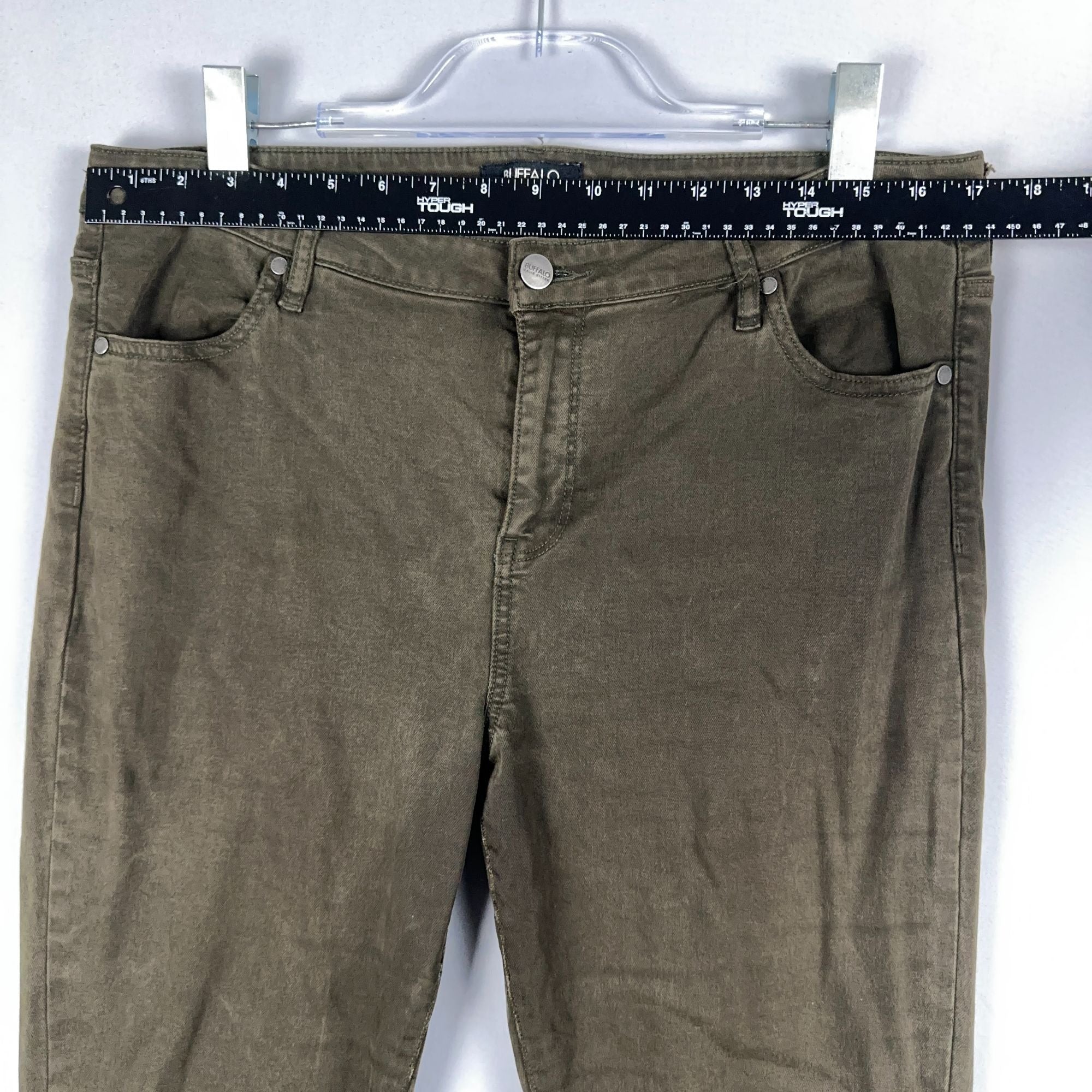 Buffalo David Bitton Vale Skinny Jeans Mid-Rise Womens Size 14/34 Green Stretch