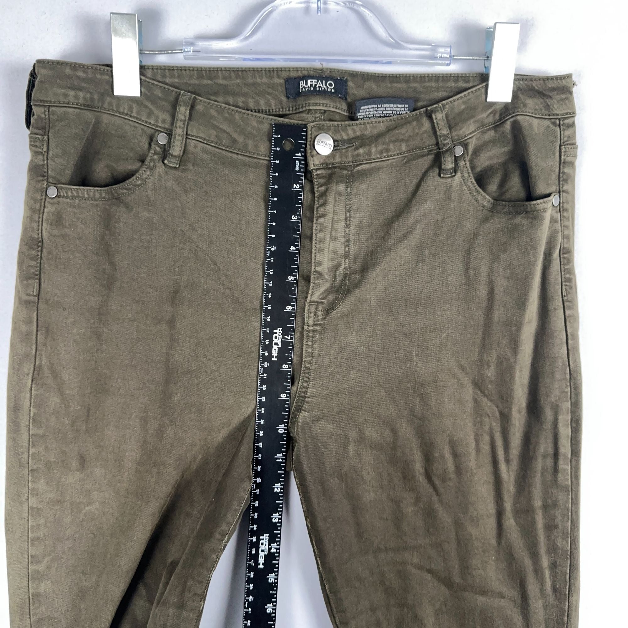 Buffalo David Bitton Vale Skinny Jeans Mid-Rise Womens Size 14/34 Green Stretch