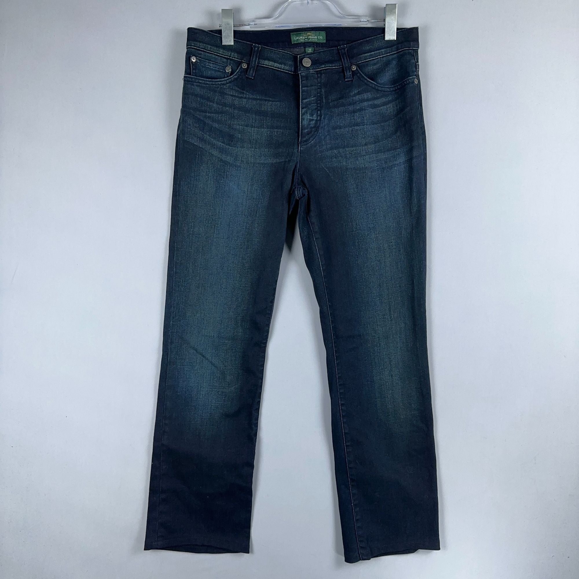 Lauren Ralph Lauren Jeans Size 12 Straight Leg Mid Rise  Blue Dark Wash