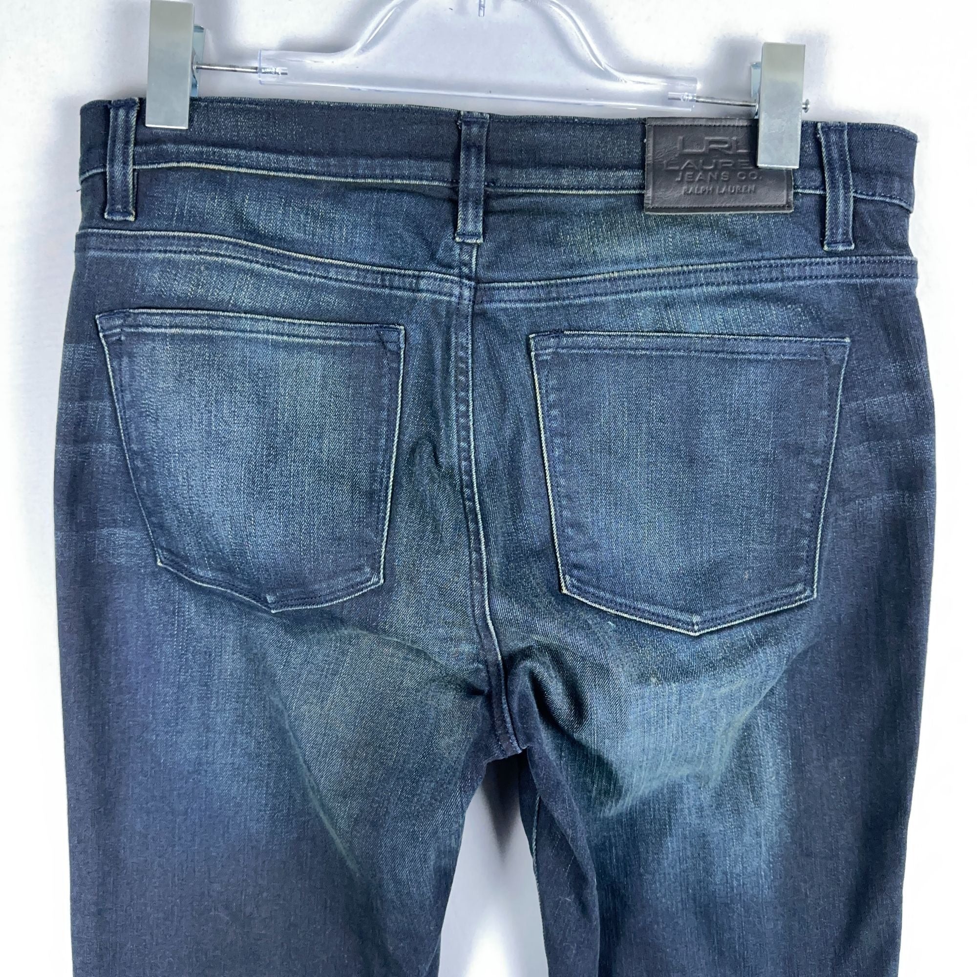 Lauren Ralph Lauren Jeans Size 12 Straight Leg Mid Rise  Blue Dark Wash