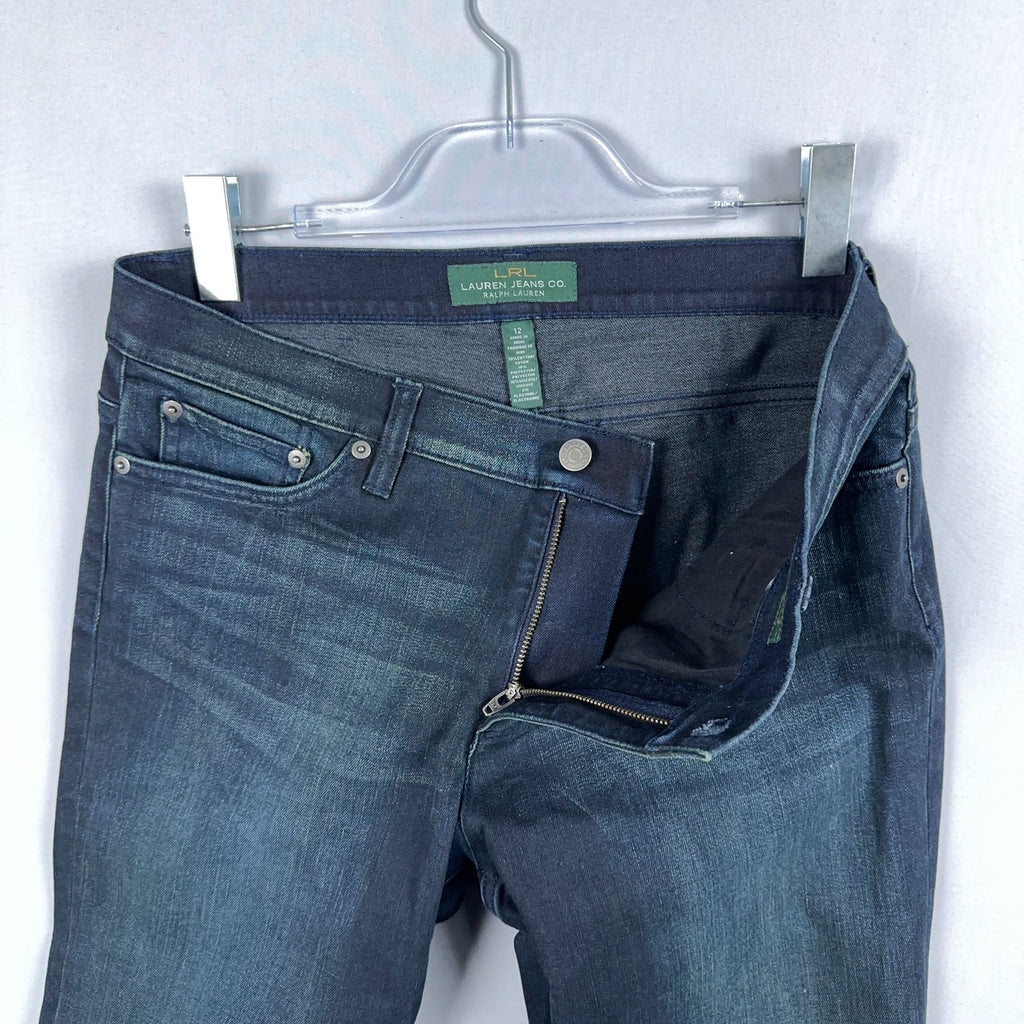 Lauren Ralph Lauren Jeans Size 12 Straight Leg Mid Rise  Blue Dark Wash