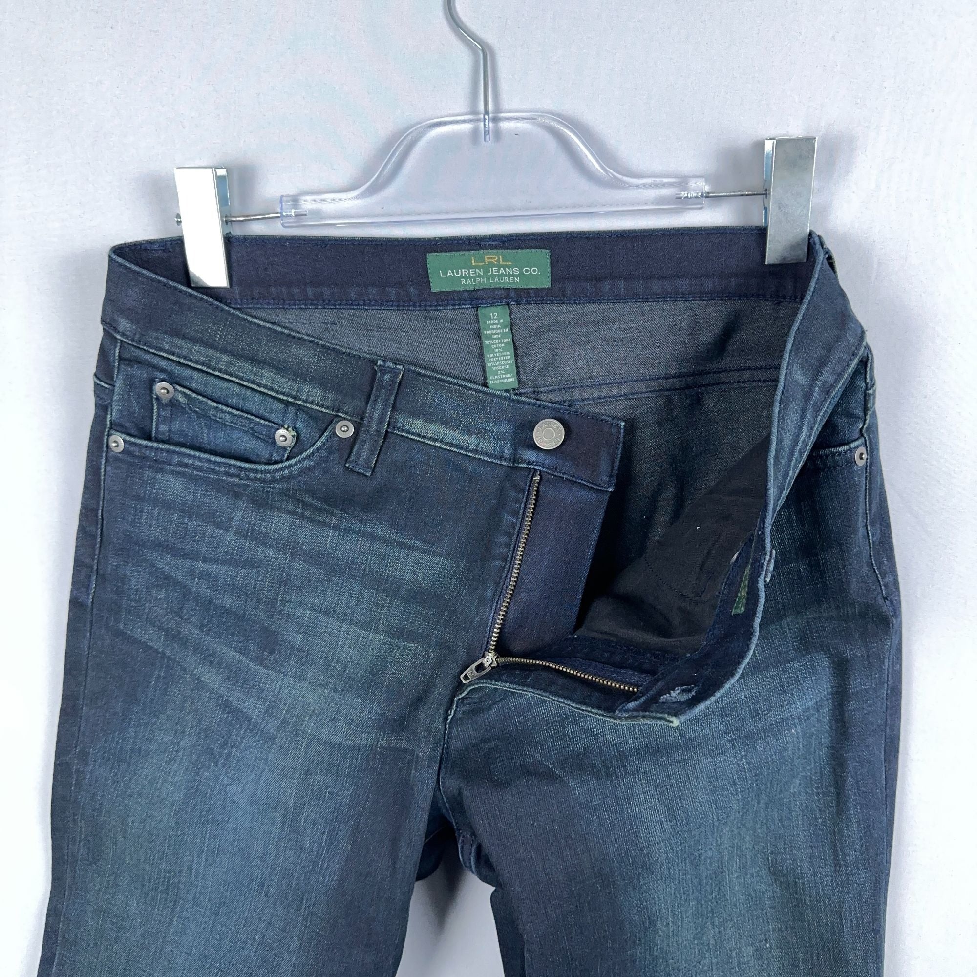 Lauren Ralph Lauren Jeans Size 12 Straight Leg Mid Rise  Blue Dark Wash
