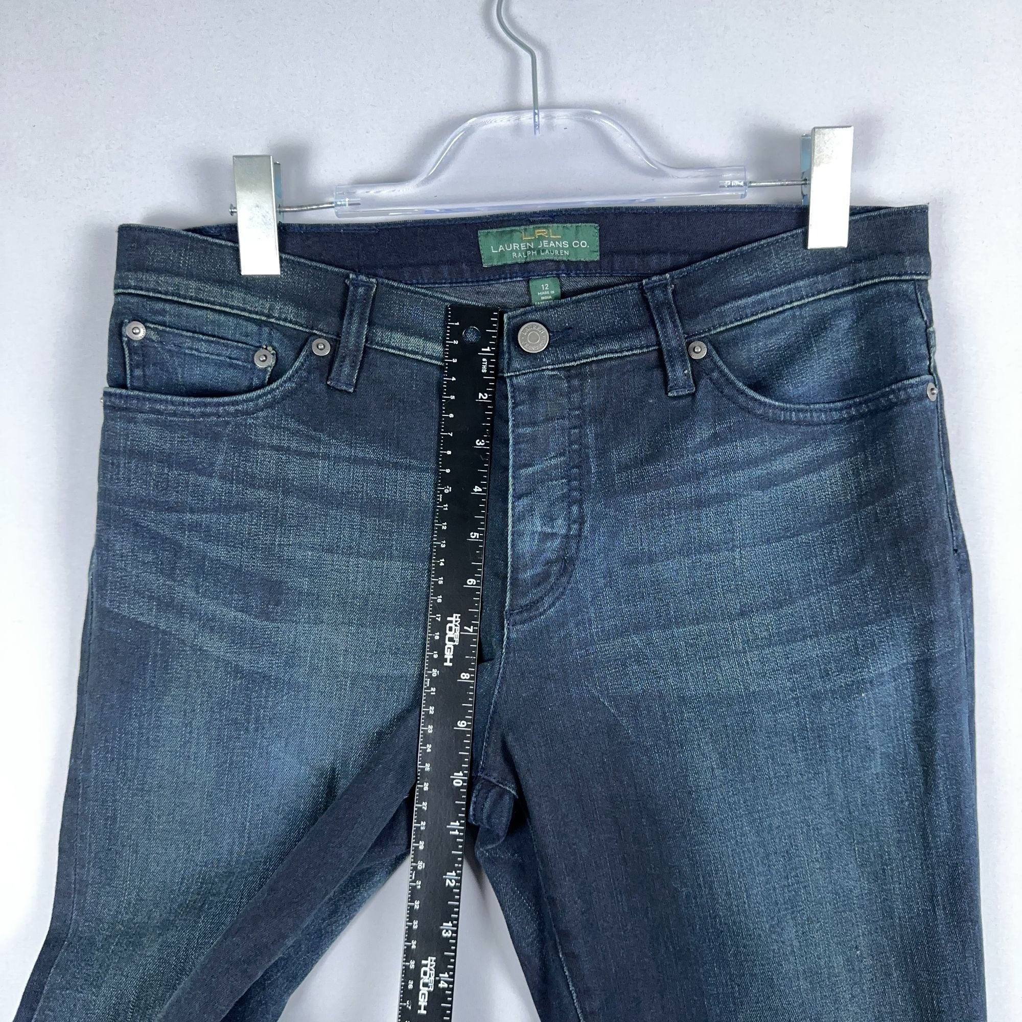 Lauren Ralph Lauren Jeans Size 12 Straight Leg Mid Rise  Blue Dark Wash