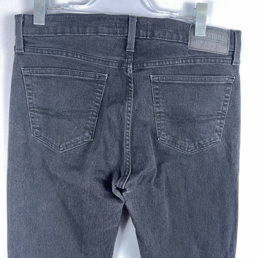 Signature Levi Jeans Straight Leg Slim Fit Mens Size W34 x L34 Black Dark Wash