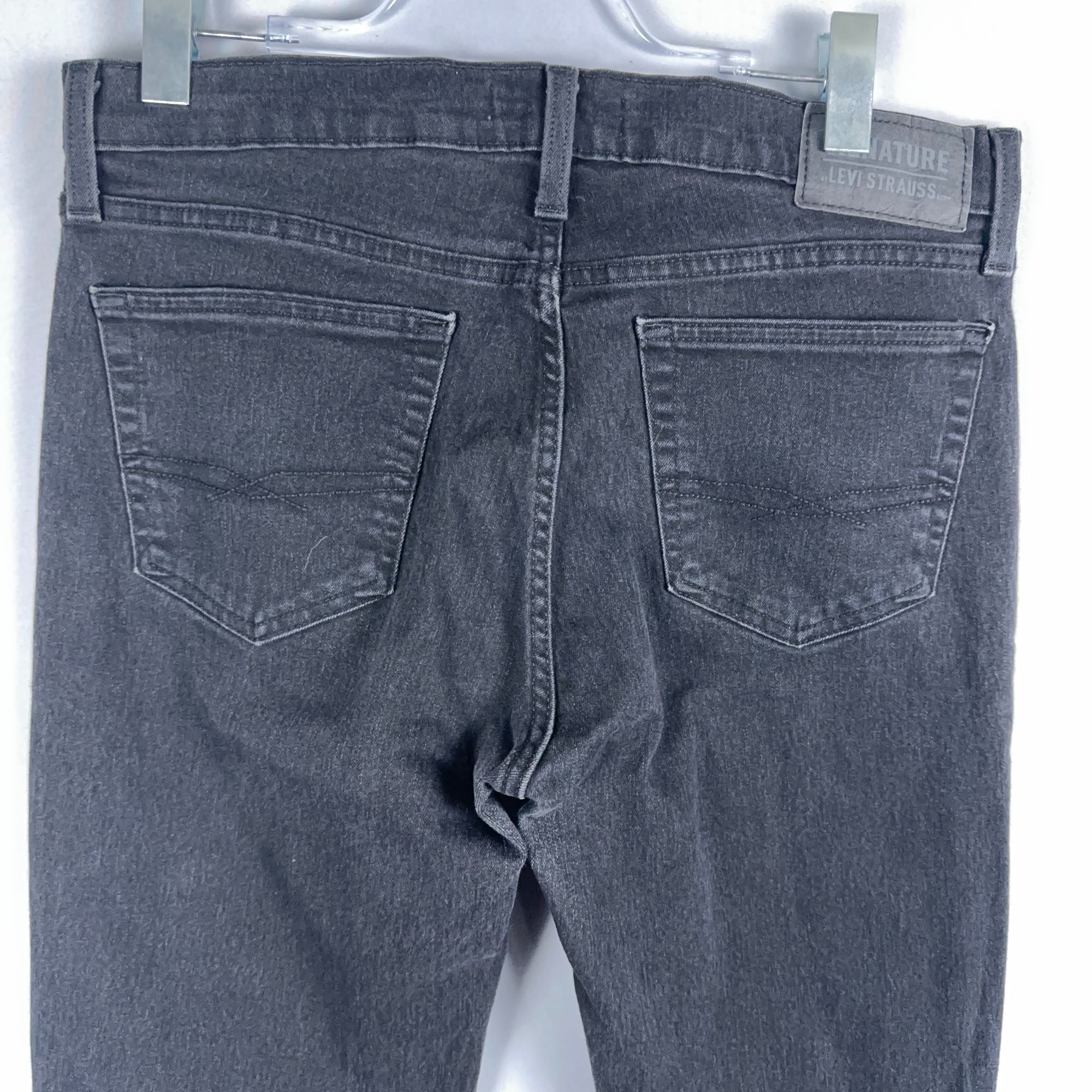 Signature Levi Jeans Straight Leg Slim Fit Mens Size W34 x L34 Black Dark Wash