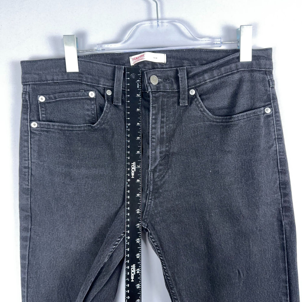 Signature Levi Jeans Straight Leg Slim Fit Mens Size W34 x L34 Black Dark Wash