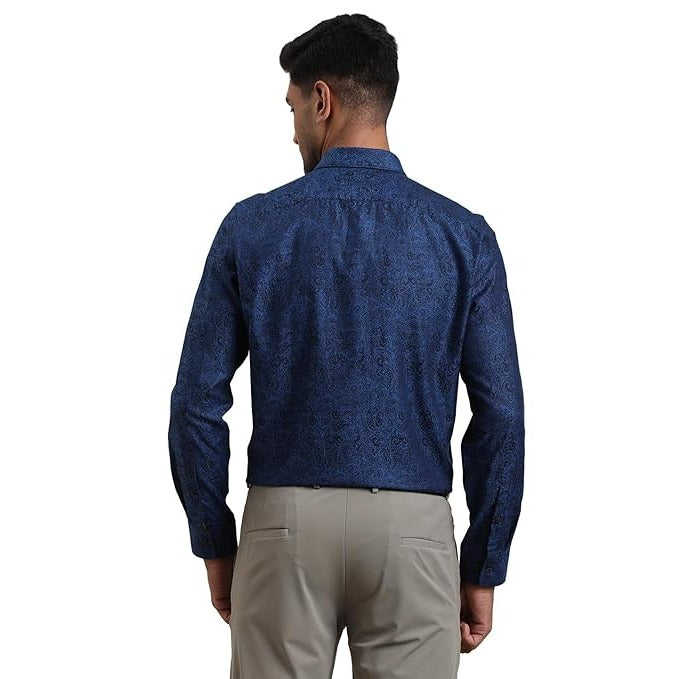International Report Button-Up Shirt Mens Size Large Navy Paisley Long Sleeve