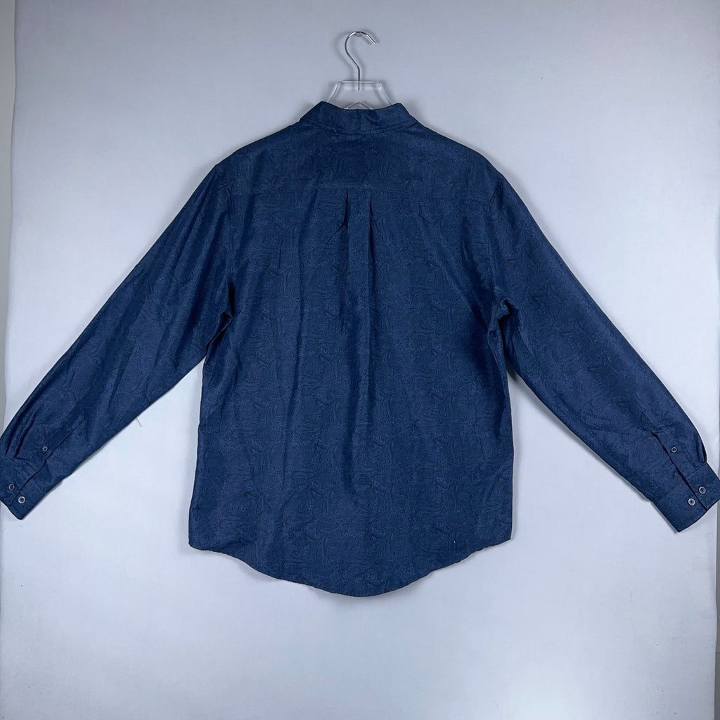 International Report Button-Up Shirt Mens Size Large Navy Paisley Long Sleeve