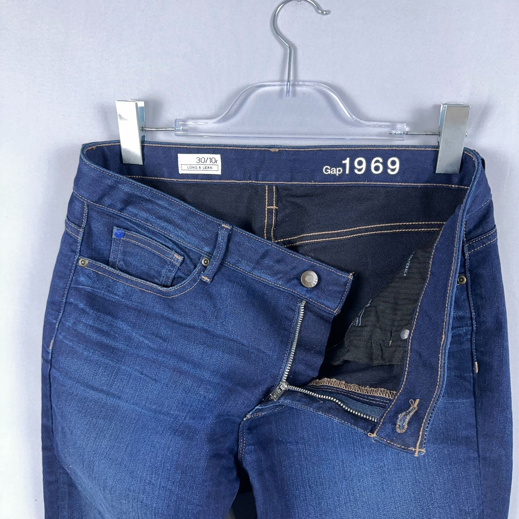 Gap 1969 Bootcut Jeans Size 30/10Regular Blue Dark Wash Long Lean Mid Rise