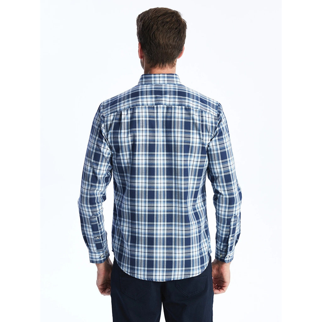 J.T. Ascott Plaid Button-Down Shirt 100% Cotton Mens Size Large Blue Regular Fit