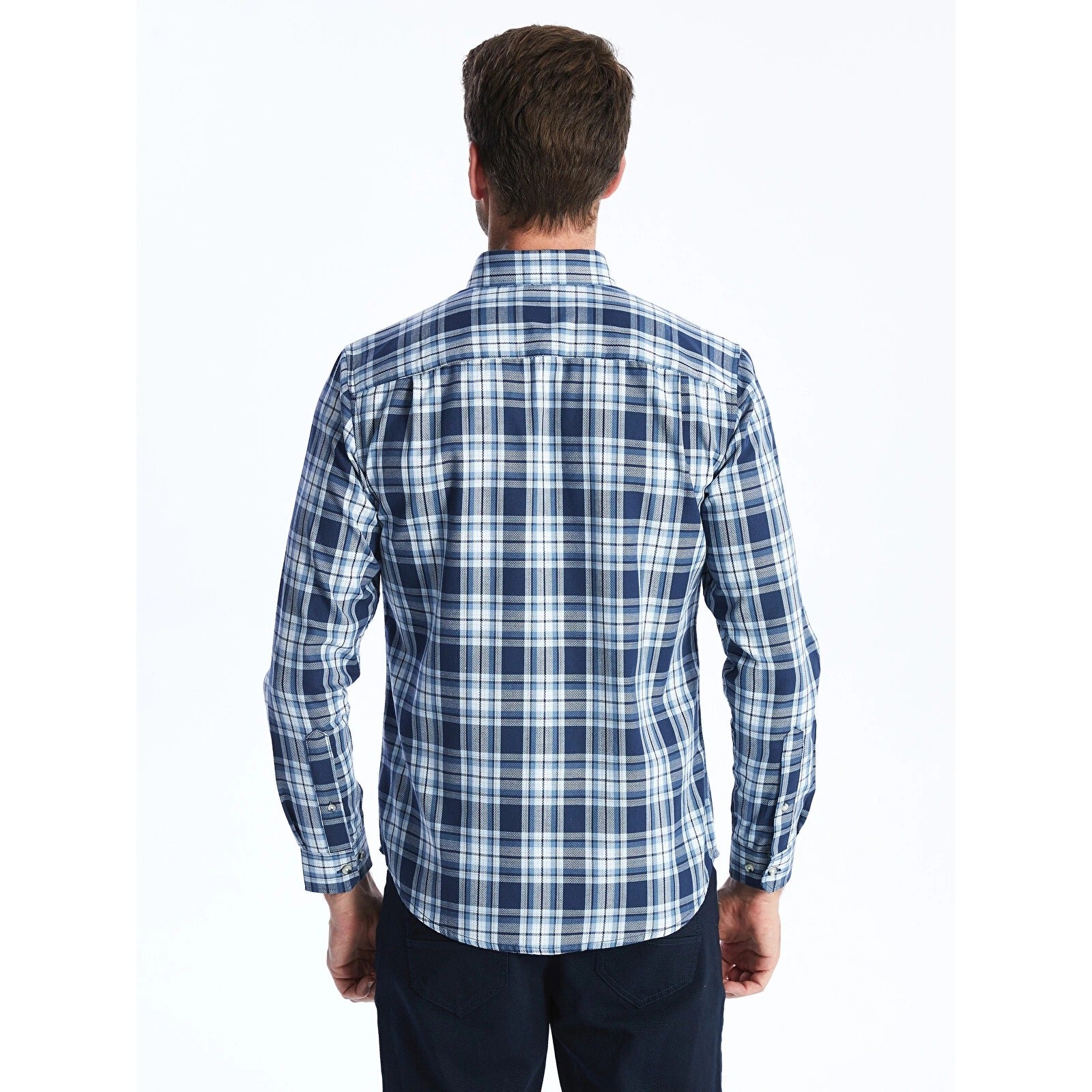 J.T. Ascott Plaid Button-Down Shirt 100% Cotton Mens Size Large Blue Regular Fit