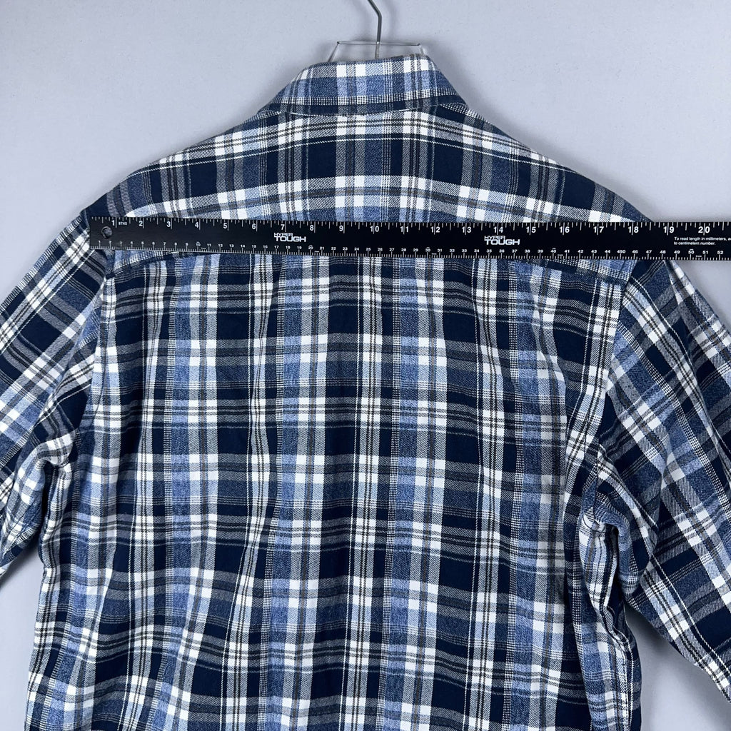 J.T. Ascott Plaid Button-Down Shirt 100% Cotton Mens Size Large Blue Regular Fit