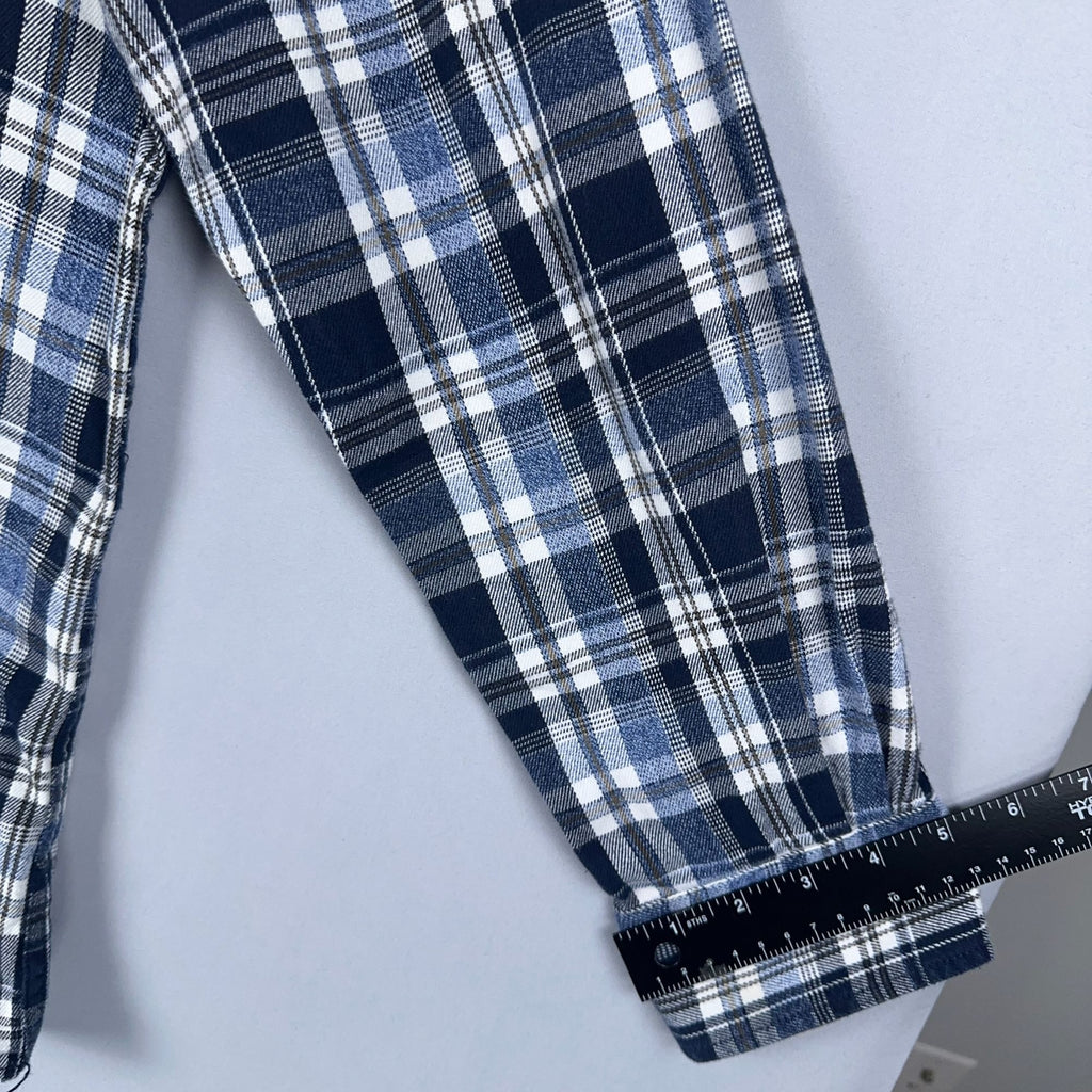 J.T. Ascott Plaid Button-Down Shirt 100% Cotton Mens Size Large Blue Regular Fit
