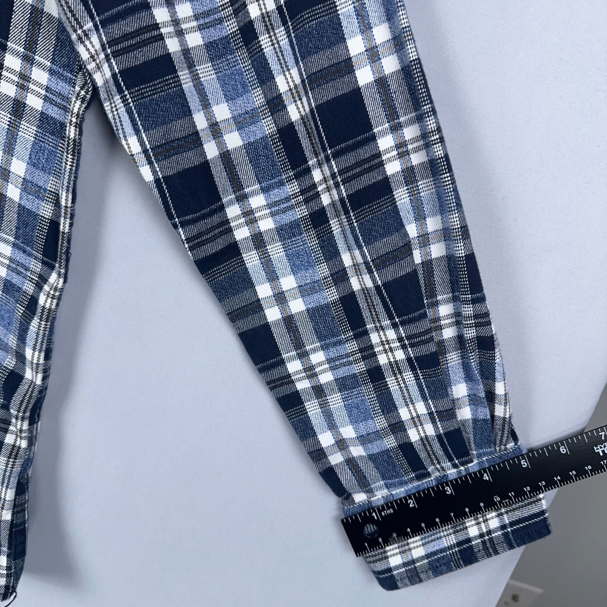 J.T. Ascott Plaid Button-Down Shirt 100% Cotton Mens Size Large Blue Regular Fit