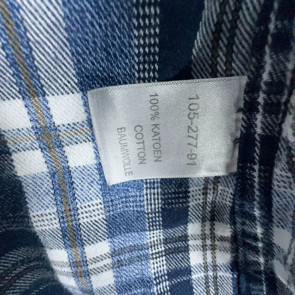 J.T. Ascott Plaid Button-Down Shirt 100% Cotton Mens Size Large Blue Regular Fit