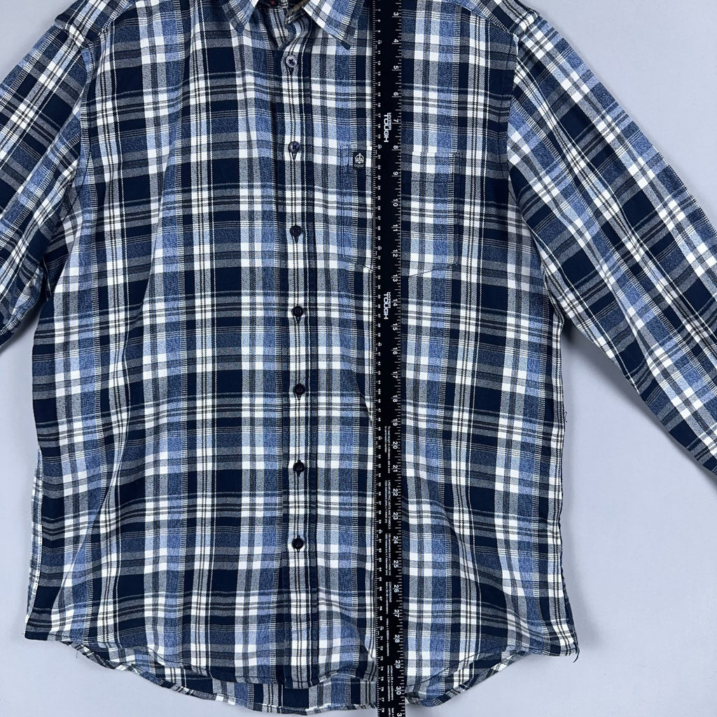 J.T. Ascott Plaid Button-Down Shirt 100% Cotton Mens Size Large Blue Regular Fit