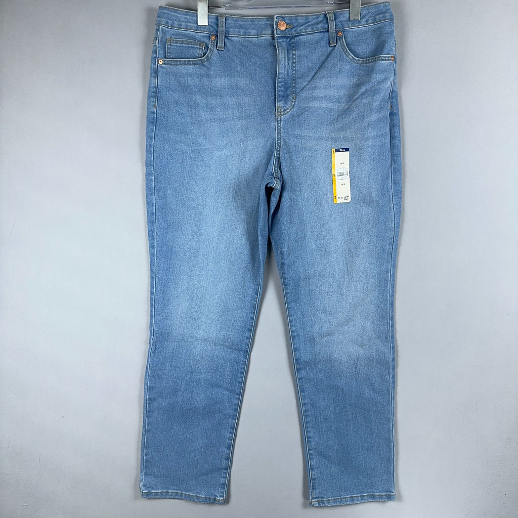 Terra Sky Size 14W Straight Leg Jeans High Rise Blue Light Wash