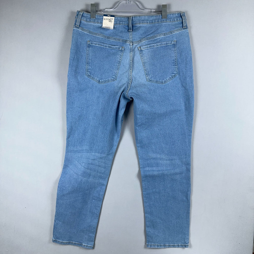 Terra Sky Size 14W Straight Leg Jeans High Rise Blue Light Wash