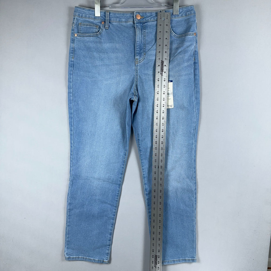 Terra Sky Size 14W Straight Leg Jeans High Rise Blue Light Wash